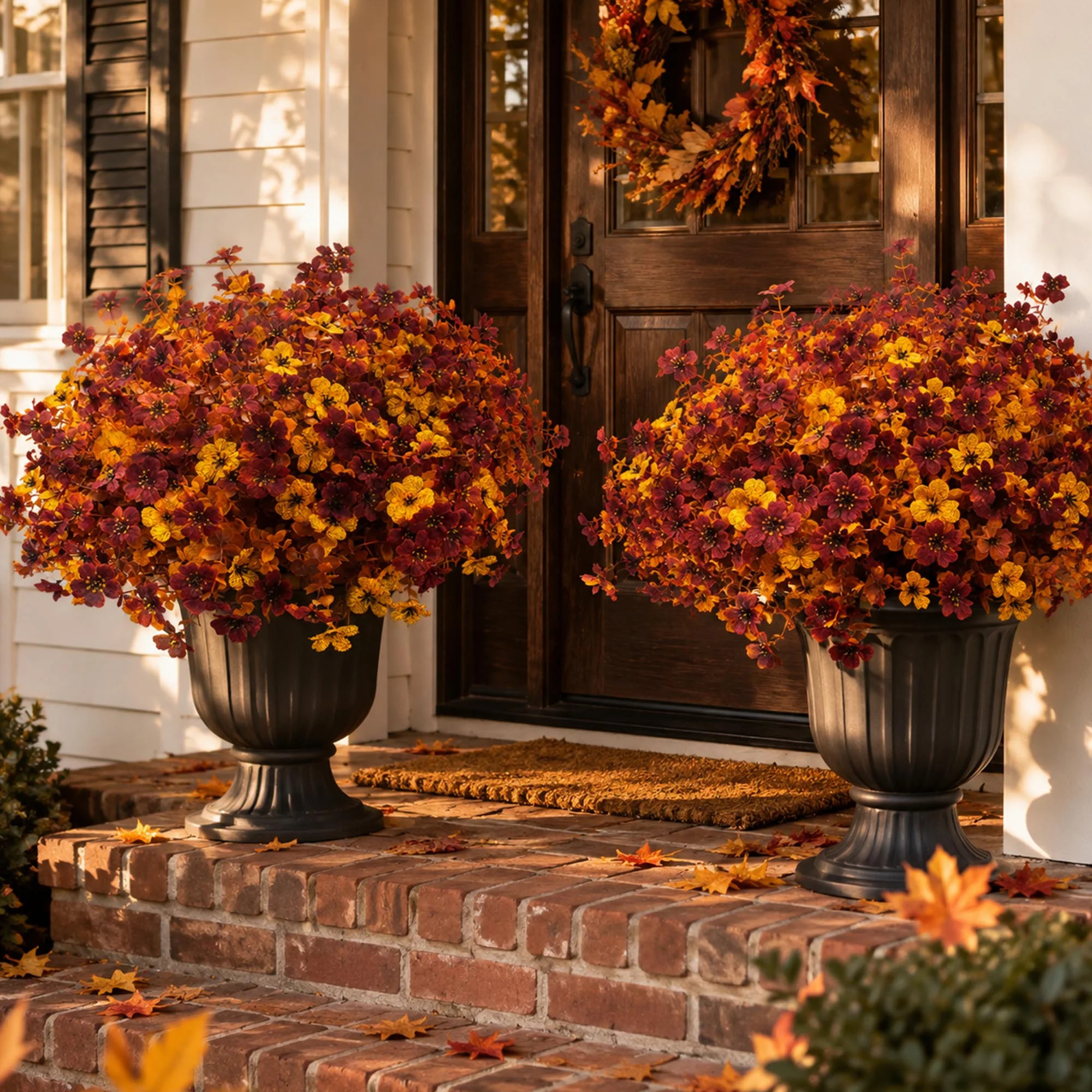 20 Bundle Artificial Fall Mum Flowers, UV-Resistant Outdoor Faux Silk Blooms | Wayfair North America