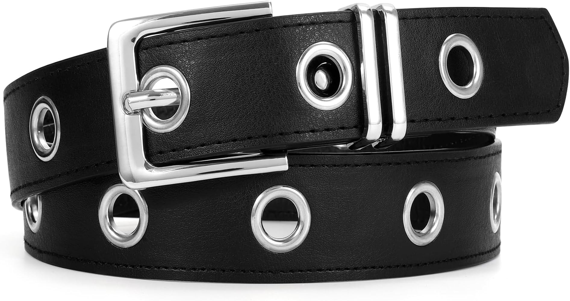 VONMELLI Women Punk Rock Belt for Jeans Dresses Grommet Waist Belt with Chain Hip-hop Style | Amazon (US)