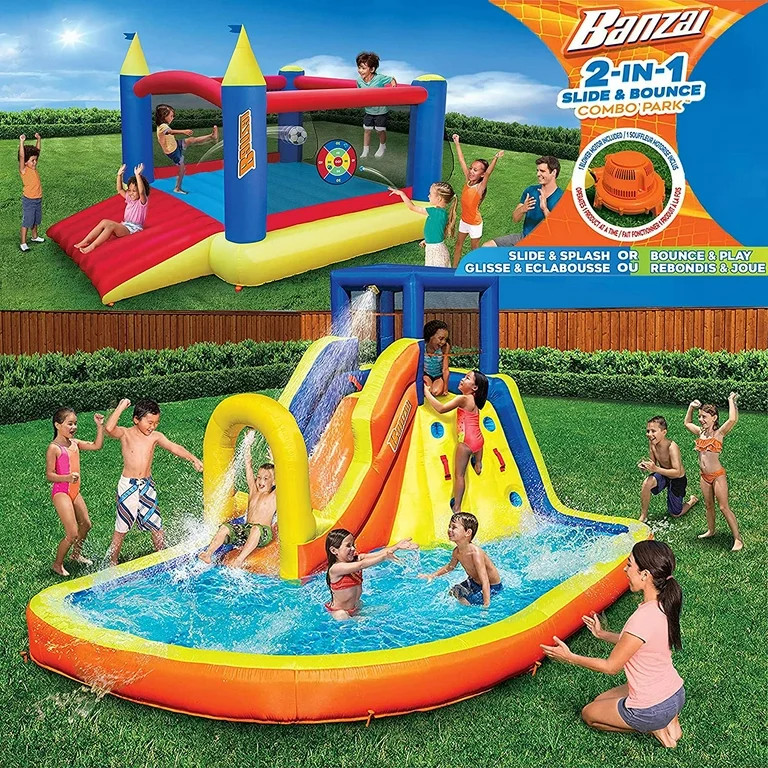 Banzai Inflatable Water Slide & Bounce House (Combo Pack)- Huge Heavy Duty Summer Outdoor Kids Ad... | Walmart (US)