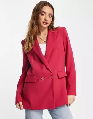 Mango double button oversized blazer co-od in rosey red | ASOS (Global)