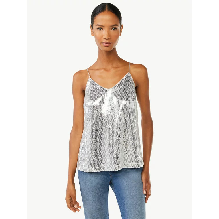Scoop Women's Sequin Cami Top - Walmart.com | Walmart (US)