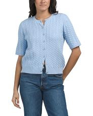 Short Sleeve Button Front Cable Knit Cardigan | TJ Maxx