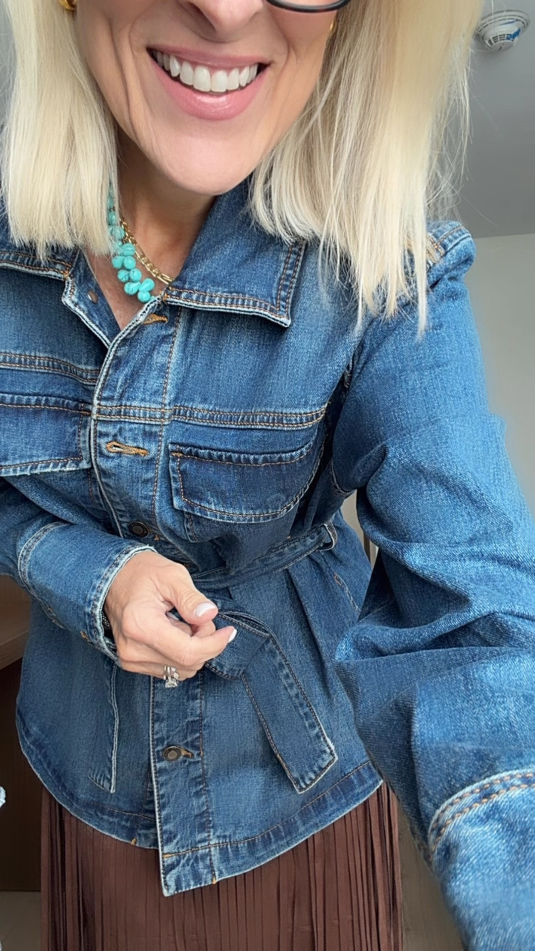 In love with the turquoise from 
Allie & Bess! 
Houston rodeo! 
Code cindy25 !! ￼

#LTKOver40 #LTKTravel #LTKdayinmylife