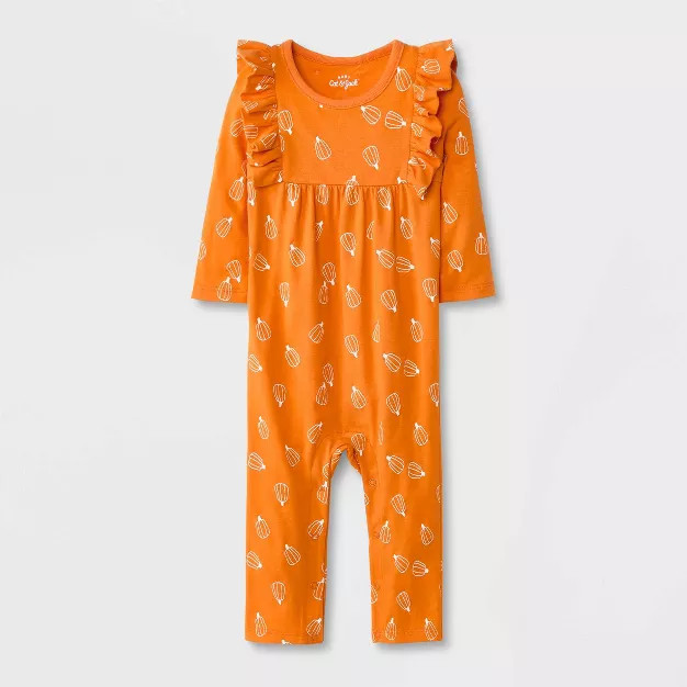 Baby Girls' Pumpkin Ruffle Pants Romper - Cat & Jack™ Orange | Target