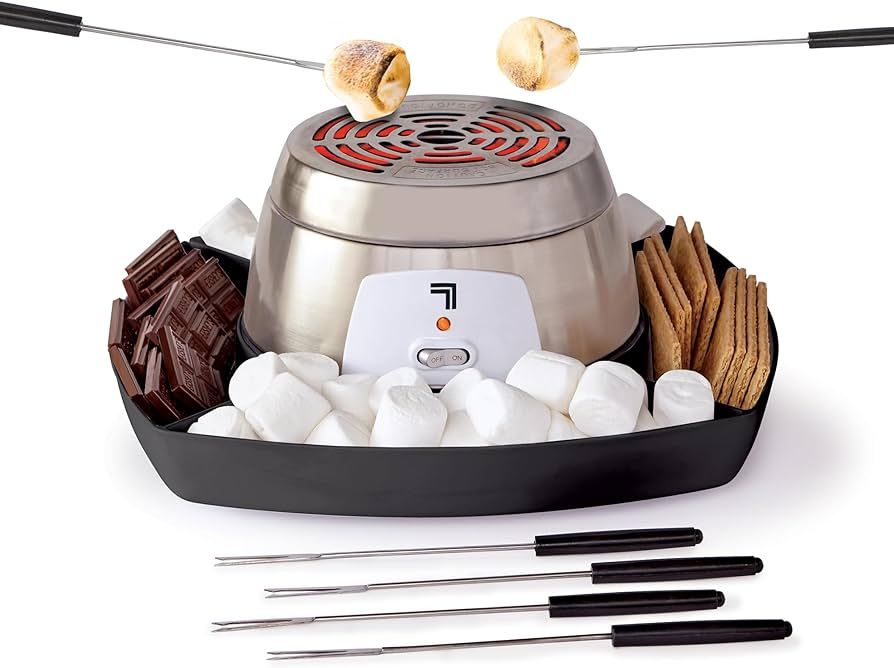 SHARPER IMAGE Electric Tabletop S'mores Maker 8-Piece Kit, 4 Skewers & Serving Tray, Small Kitche... | Amazon (US)