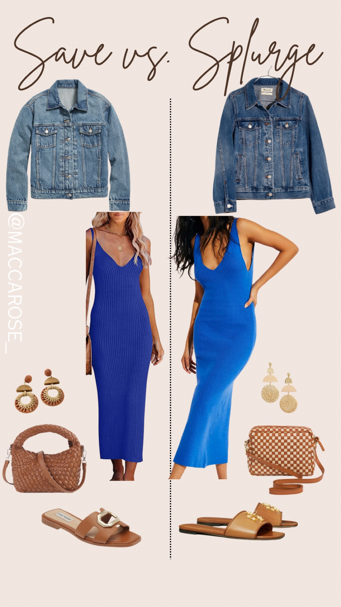 Summer style | vacation look | knit dress | jean jacket | cognac slides | save vs. splurge | outfit ideas | affordable fashion | outfit inspiration | woven bag | 

#LTKstyletip #LTKtravel #LTKSeasonal