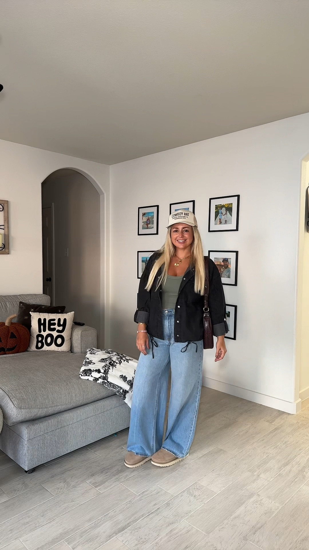 Casual fall outfit 
Black denim Jacket small
Wide leg jeans 26 short
Ugg goldenstar clog up 1/2 a size 

#LTKFindsUnder100 #LTKFindsUnder50 #LTKShoeCrush