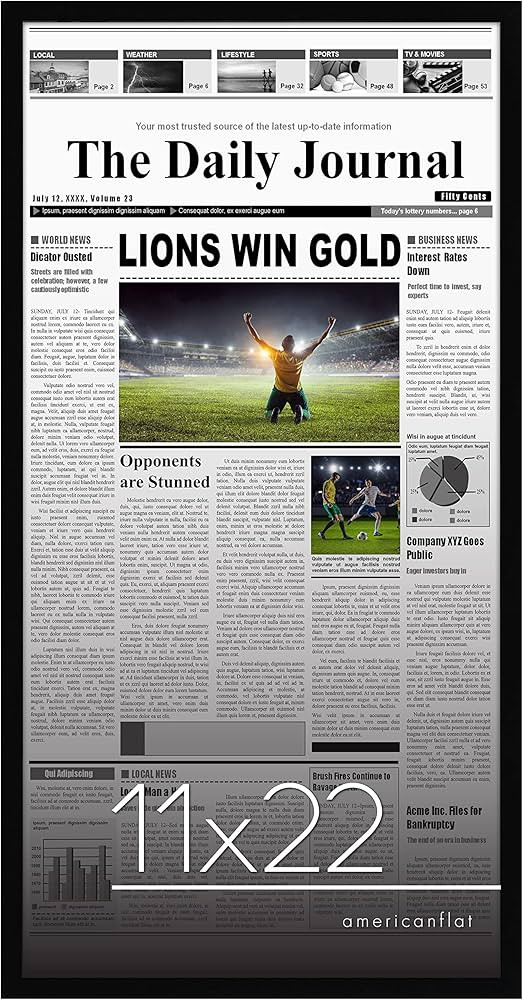 Americanflat 11x22 Newspaper Frame In Black - Assorted Media Article Cover Frame - Hanging Hardwa... | Amazon (US)