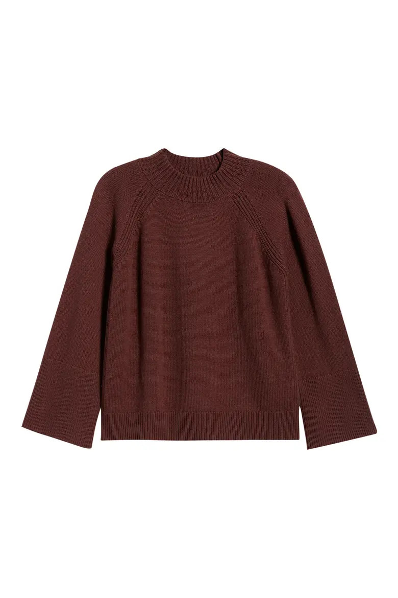 Bell Sleeve Mock Neck Merino Wool & Cotton Sweater (Women) | Nordstrom | Nordstrom