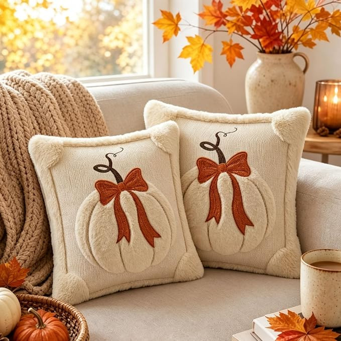 JASCLS Fall Pumpkins Decorative Pillow Covers 18"x18" Set of 2, Decor for Autumn Thanksgiving Hal... | Amazon (US)