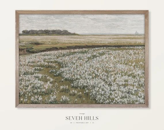 Meadow Painting, Spring Landscape Print, Vintage Printable Plains Wall Art | #397 | Etsy (US)