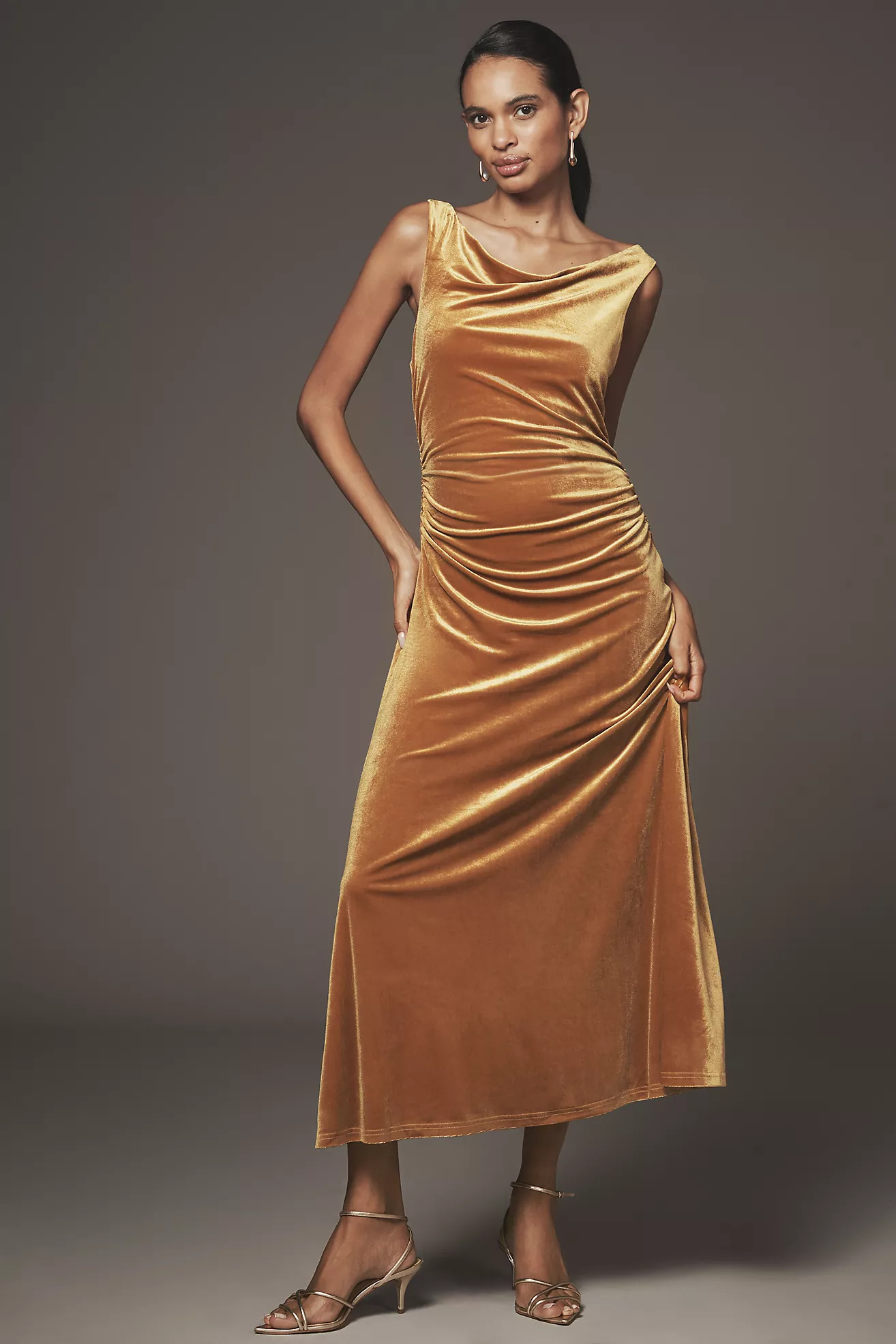 Flat White Sleeveless Velvet Midi Dress | Anthropologie (US)