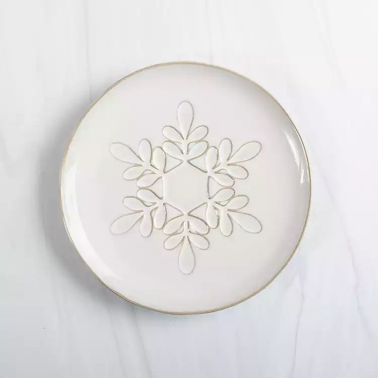 New! White Snowflake Salad Plate | Kirkland's Home
