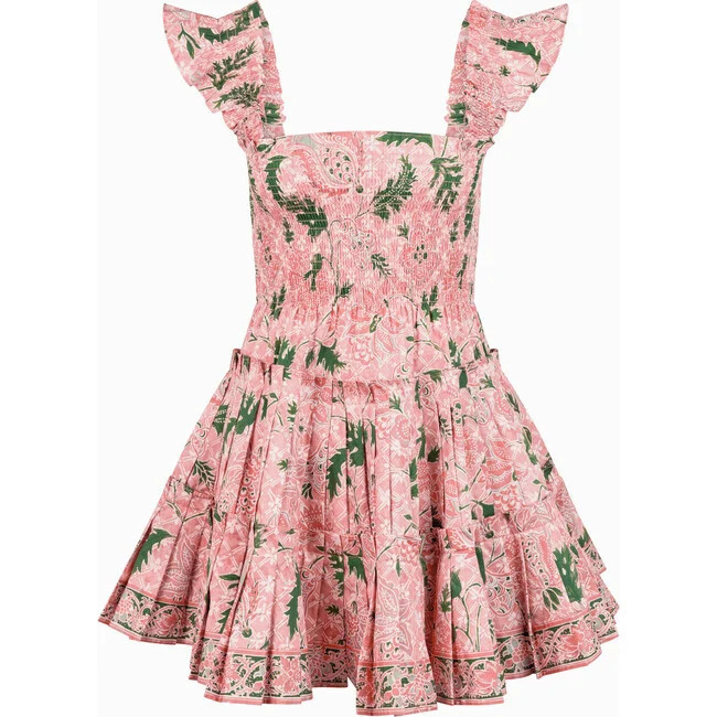 Hill House Home | The Charlotte Nap Dress, Rose Calico Trellis (Pink, Size X-Small) | Maisonette | Maisonette