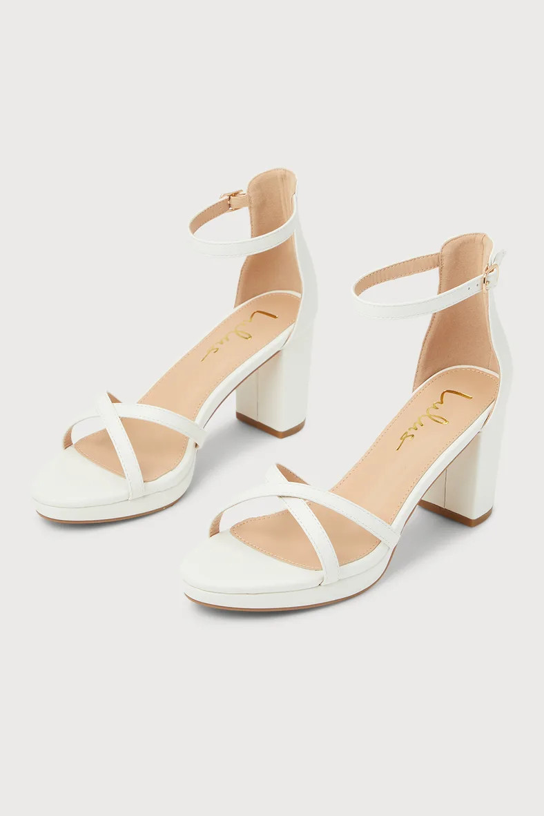 Dale White Platform Ankle Strap Low Heel Sandals | Lulus