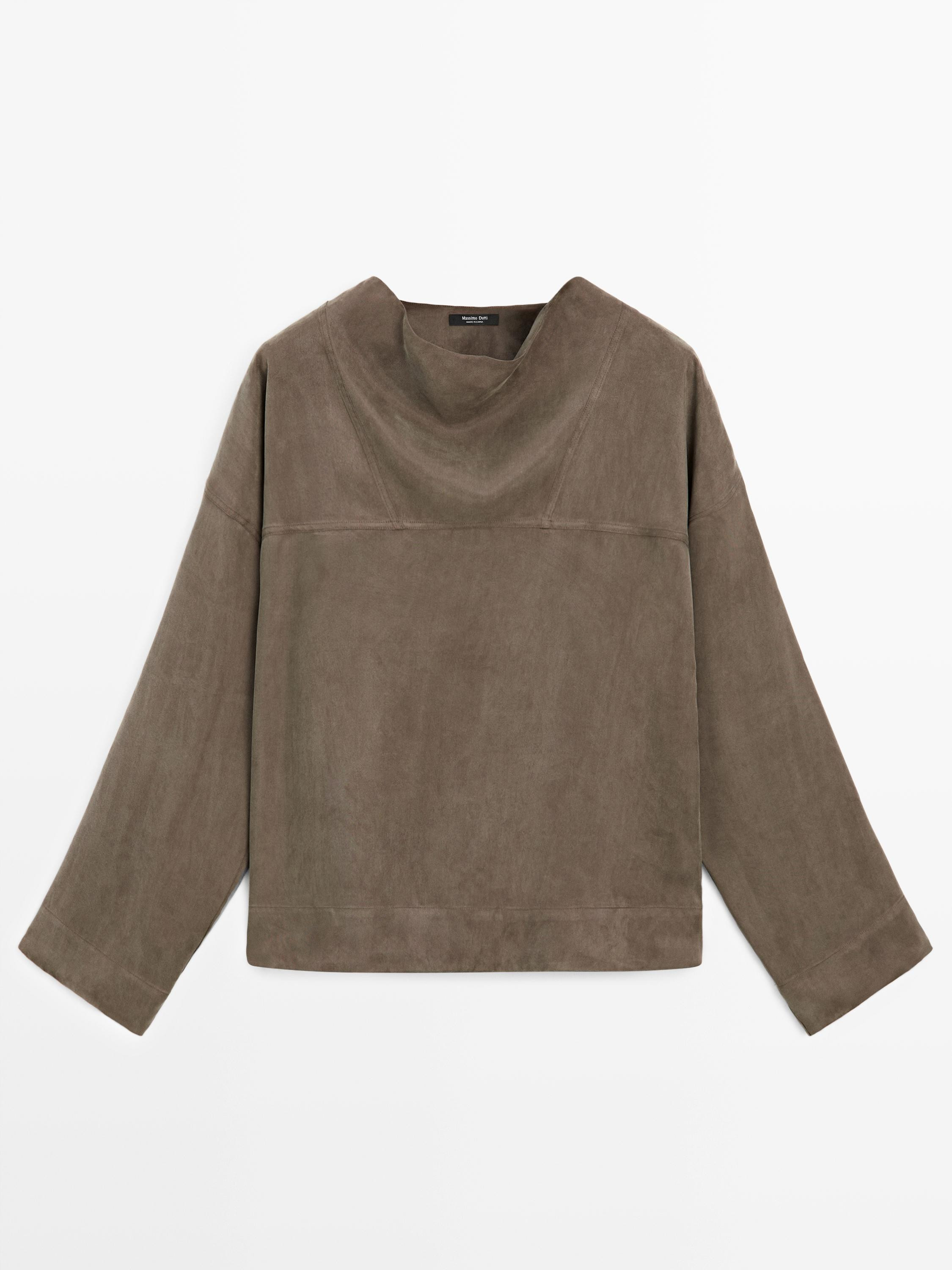 Flowing shirt with draped detail | Massimo Dutti UK