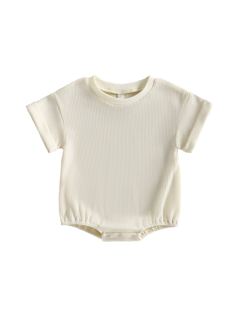 QtinghuaQtinghua Infant Baby Boy Girl Waffle Knit Clothes Short Sleeve Bubble Romper Oversized Bo... | Walmart (US)