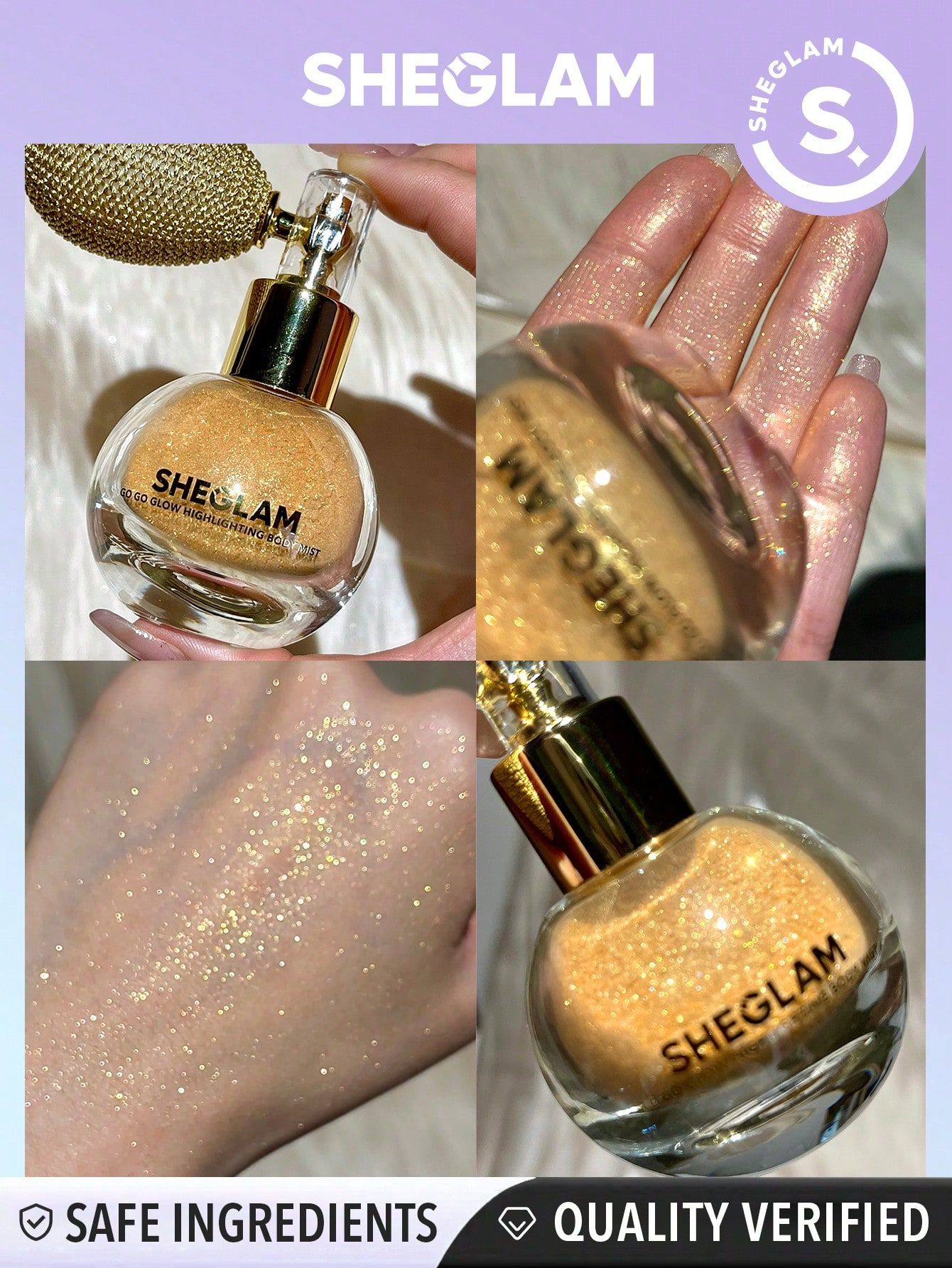 SHEGLAM Go Go Glow Highlighting Body Mist-Gold Body Glitter Powder Spray High-Shine Finish Multi-... | SHEIN