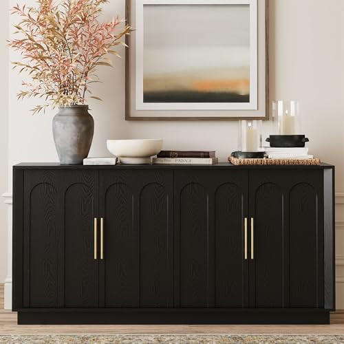 Modern Minimalist Accent Cabinet with Wood Gain, Modular Media Console, Credenza for Living Dinin... | Amazon (US)