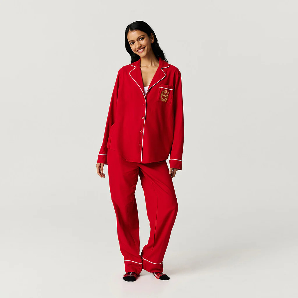 Solid Red Luxe Womens Pajamas | Garnet Red | Posh Peanut