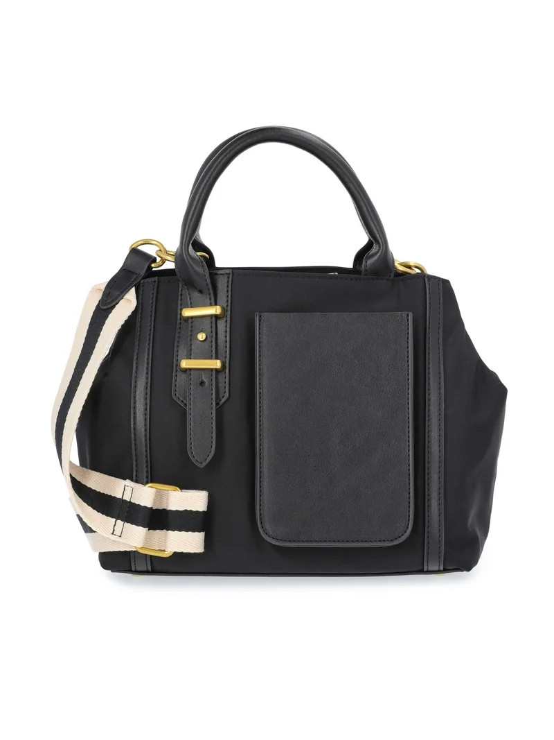 Free Assembly Women's Mixed Media Satchel, Black | Walmart (US)