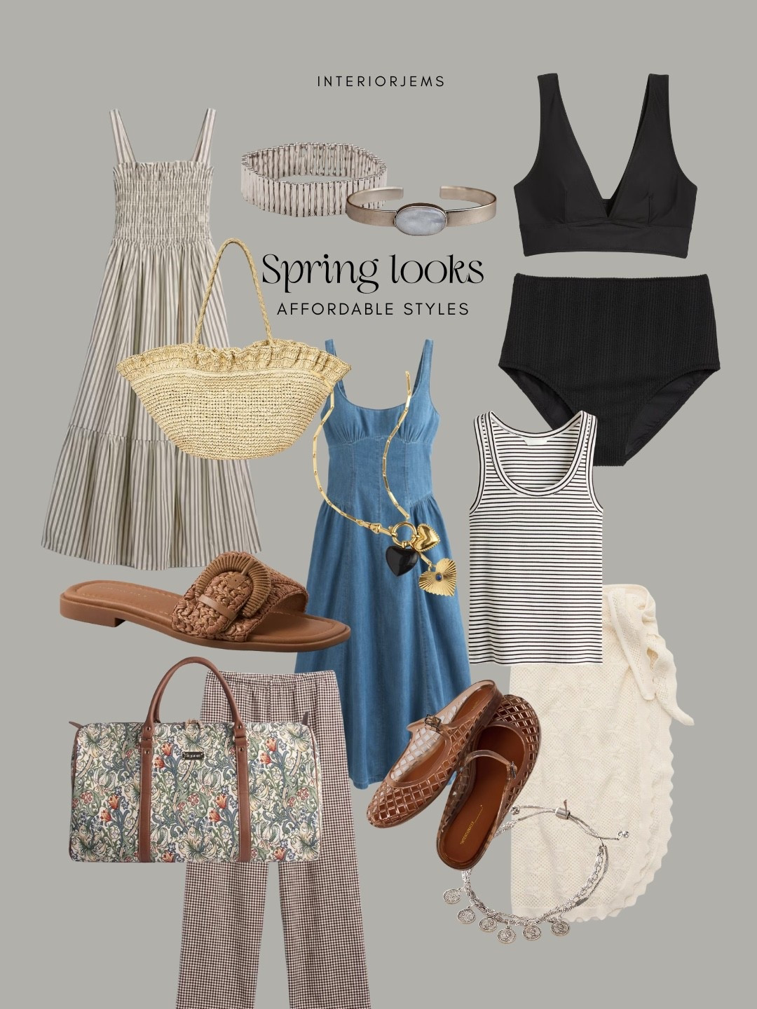 Spring break must have.  Denim dress, beach, bag, sandals, leather sandals, black bikini, everyday wear, vacation outfits 

#LTKSaleAlert #LTKHome