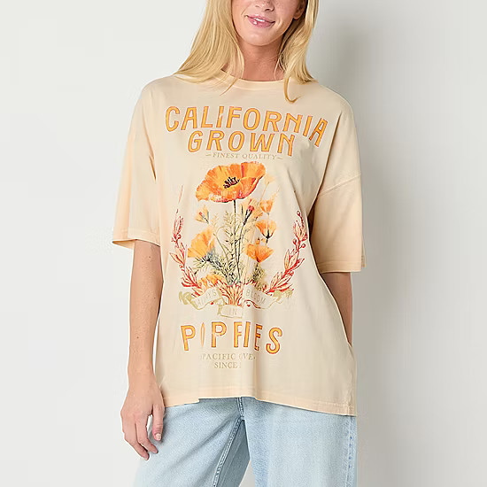 Arizona Juniors Womens Crew Neck Short Sleeve Graphic T-Shirt | JCPenney