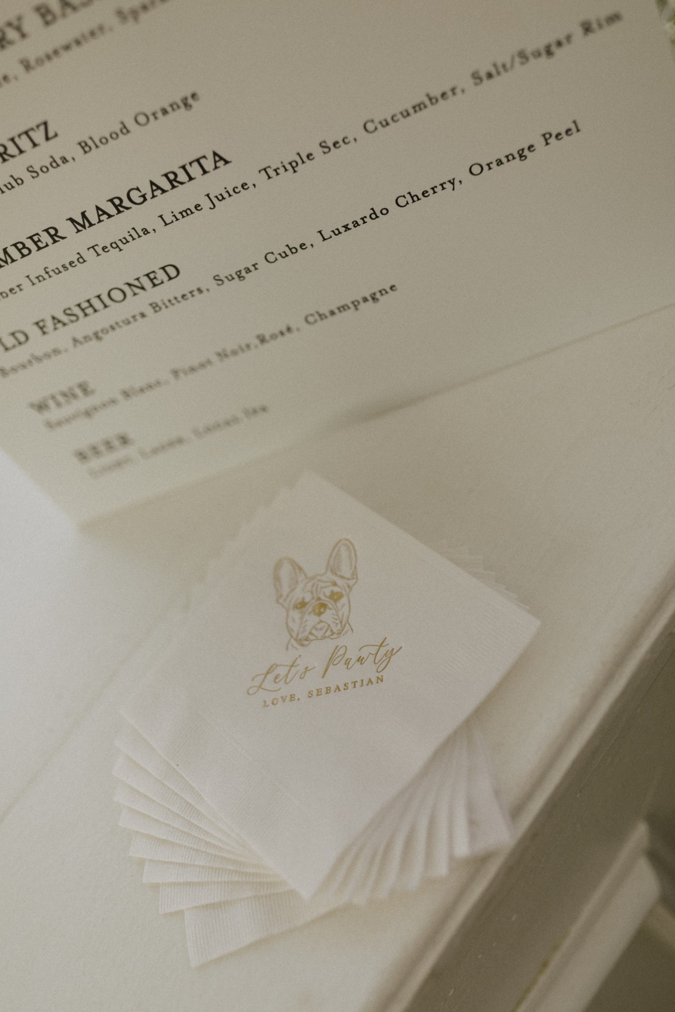 personalized dog napkins with our baby’s portrait! Photography by @graciewilsonphotography