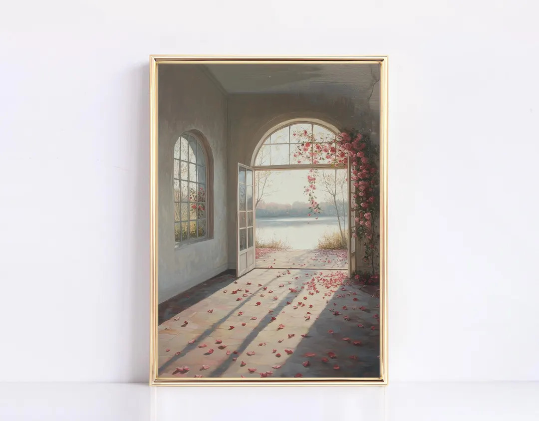 Rose Petal Arch Way Vintage Floral Painting Digital Print Vintage Girly Valentines Print Floral P... | Etsy (US)