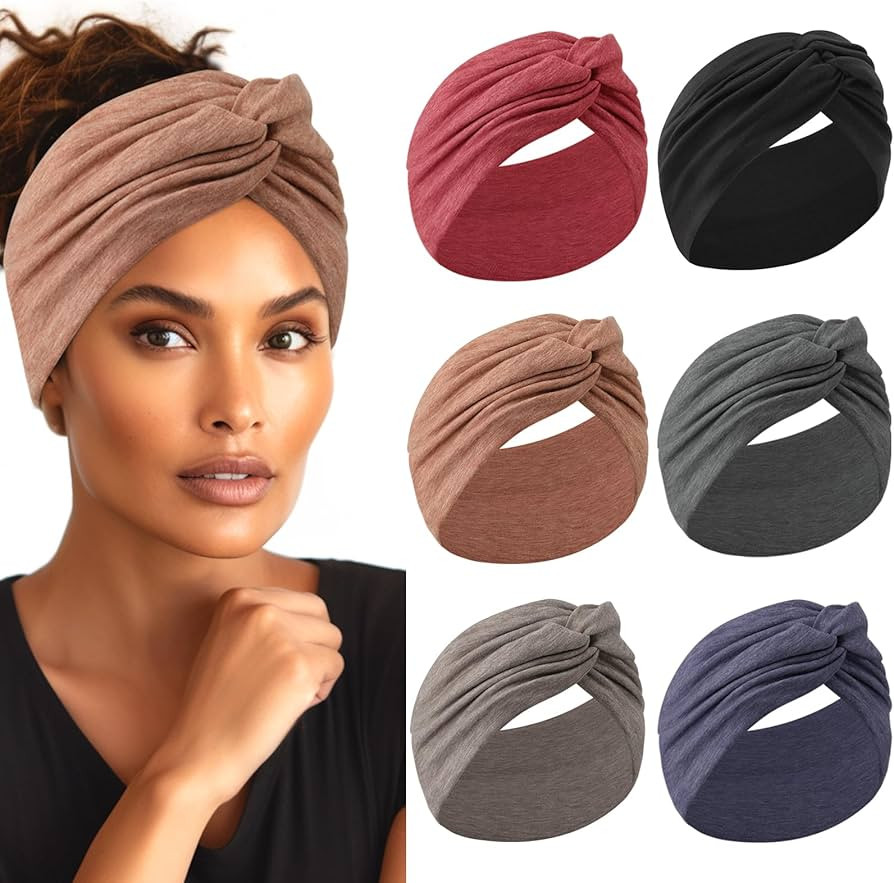 Extra Wide Headbands for Women, 7'' Large Cotton Like Turban Knotted Bandana Head Bands for Women... | Amazon (US)
