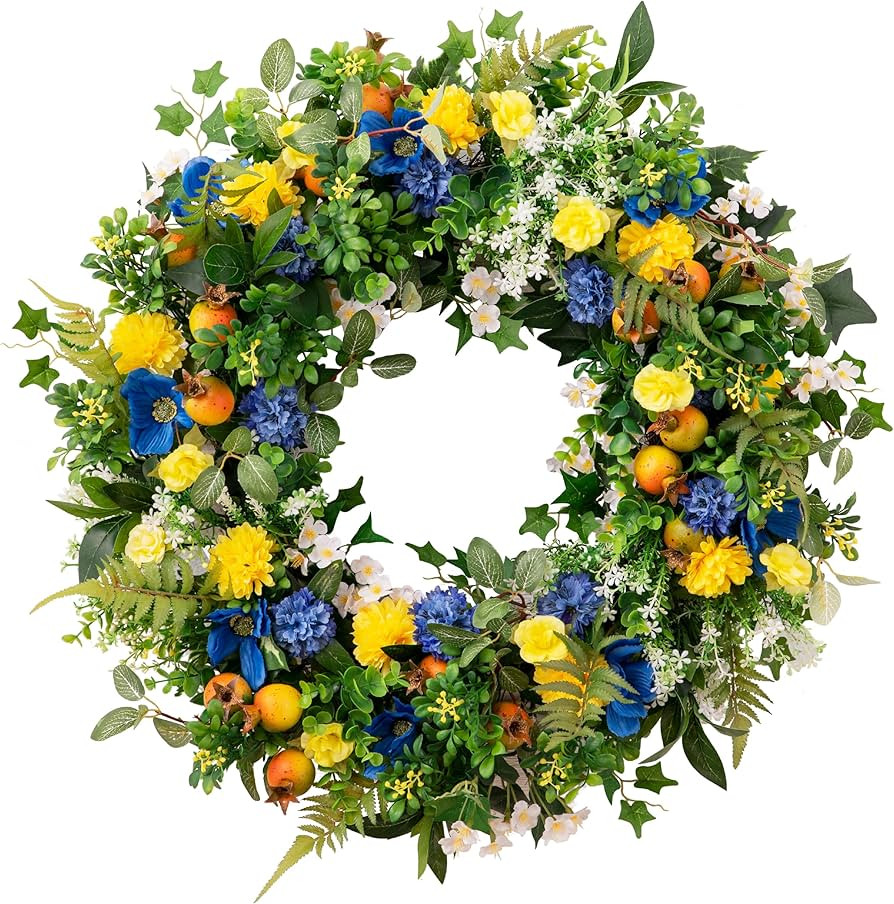 Balsam Hill Outdoor Summer Breeze Spring & Summer Wreath - 28" Premium UV-Protected Floral Door W... | Amazon (US)