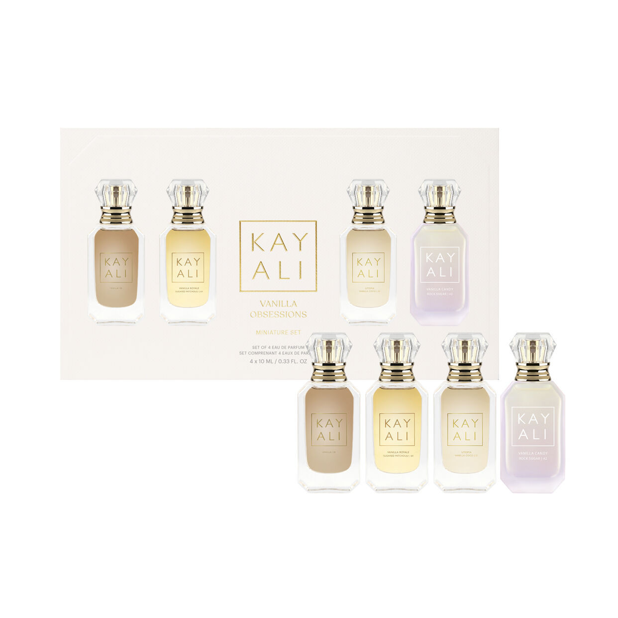 Kayali Vanilla Miniature Perfume Set | 4 Vanilla Fragrances | HUDA BEAUTY | Huda Beauty US