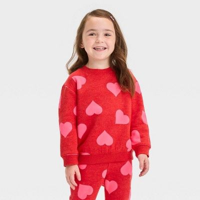 Toddler Girls' Hearts Sweatshirt - Cat & Jack™ Red | Target