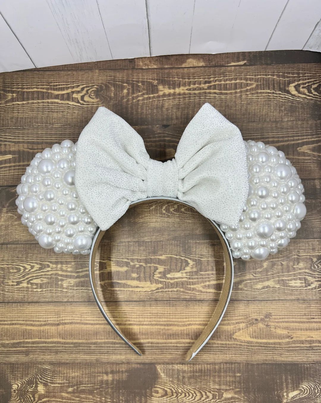 Custom Pearl Minnie Mouse Ears Headband Bridal Minnie Ears - Etsy | Etsy (US)