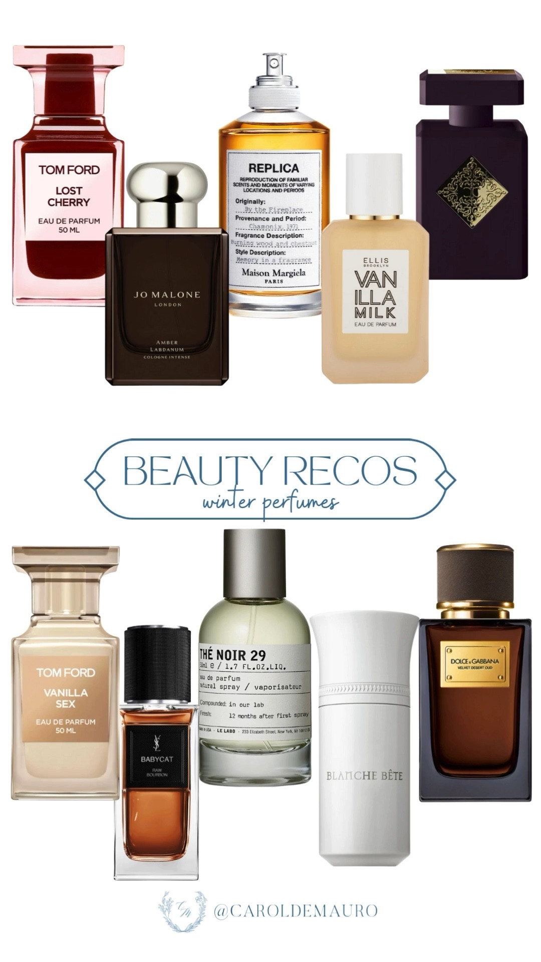 You need these beautiful, warm scents for the cold season: grab a cozy, decadent bottle like Tom Ford Lost Cherry or Ellis Brooklyn Vanilla Milk to wrap yourself in luxury all winter. This lineup, including Tom Ford Vanilla Sex and Le Labo The Noir 29, is your new best-kept secret for the best winter fragrance wardrobe.

winter perfume, gift guide, fragrance addict, scent of the day, beauty reco, everyday essentials, stocking stuffers, Jo Malone, Replica

#LTKSeasonal #LTKBeauty #LTKFindsUnder50