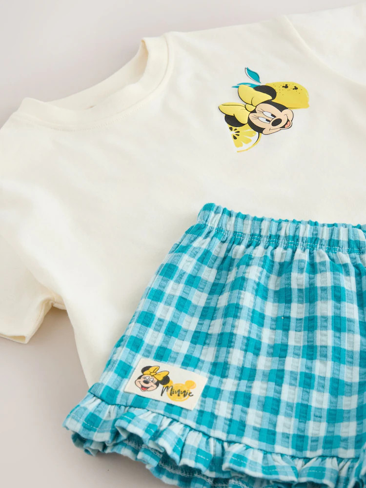 Ecru White Disney Minnie and Mickey Short Sleeve Top and Shorts Set (3mths-7yrs) | Next US