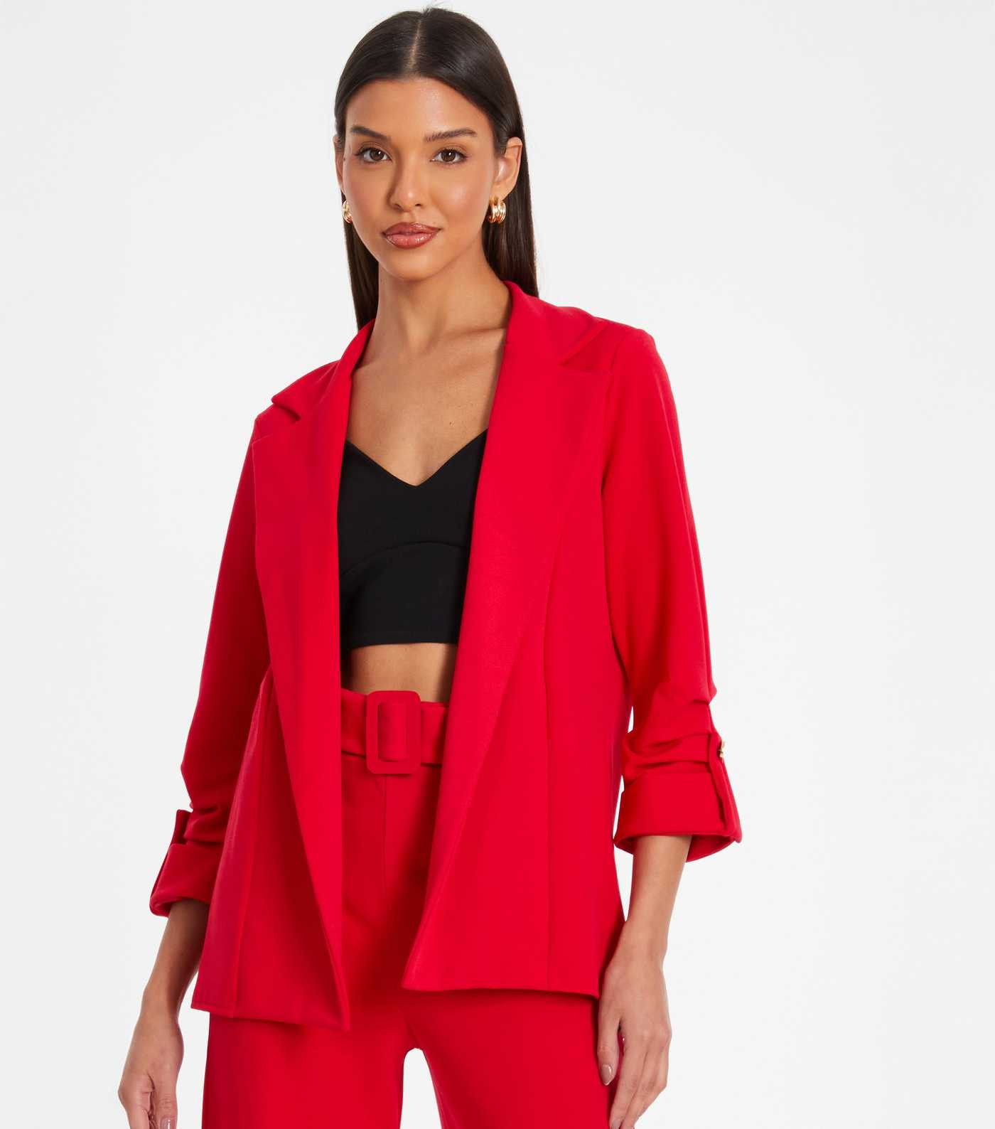 QUIZ Red Ruched Sleeve Blazer
						
						Add to Saved Items
						Remove from Saved Items | New Look (UK)