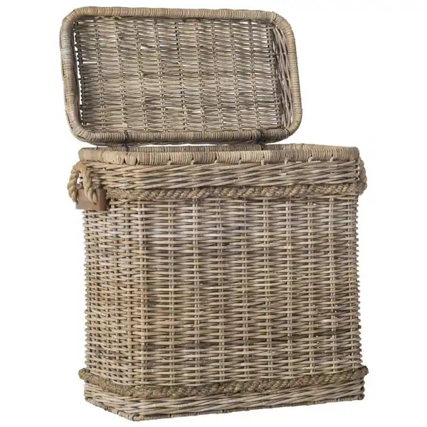 SAFAVIEH Sidonie Grey Natural Rattan Storage Trunk - 25.6" x 13.7" x 27.5" | Bed Bath & Beyond