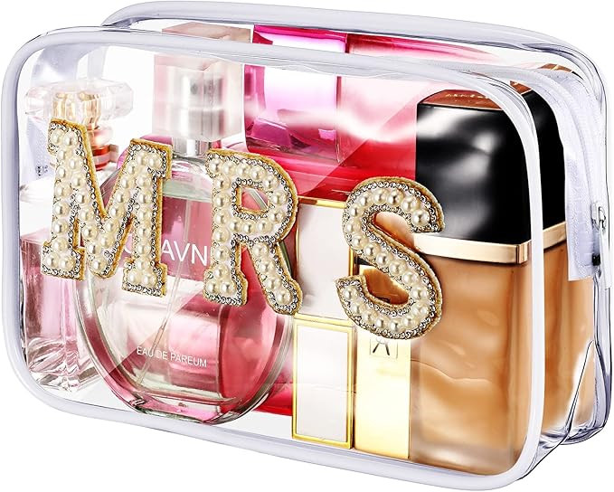 LEIFIDE Bride Clear Makeup Bag Bride Cosmetic Bag Mrs Pearl Bags Bride Toiletry Bag Wifey Makeup ... | Amazon (US)