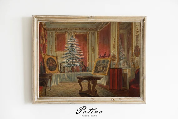 Christmas Vintage Print | Antique Holiday Wall Art | Winter Painting | Vintage Decor | Printable ... | Etsy (US)