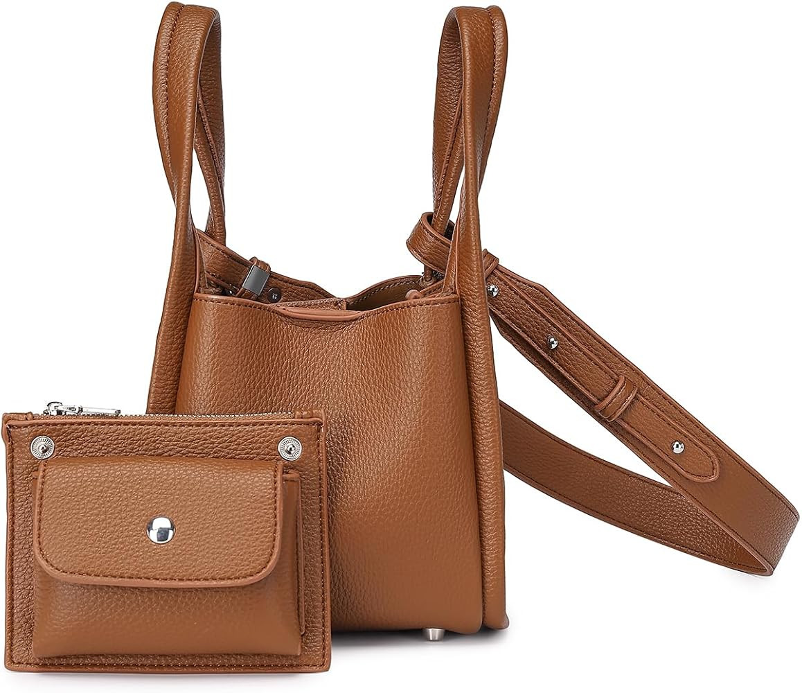 Leather Tote Bag Slouchy Handbag with Zipper Stylish for Women's | Amazon (US)