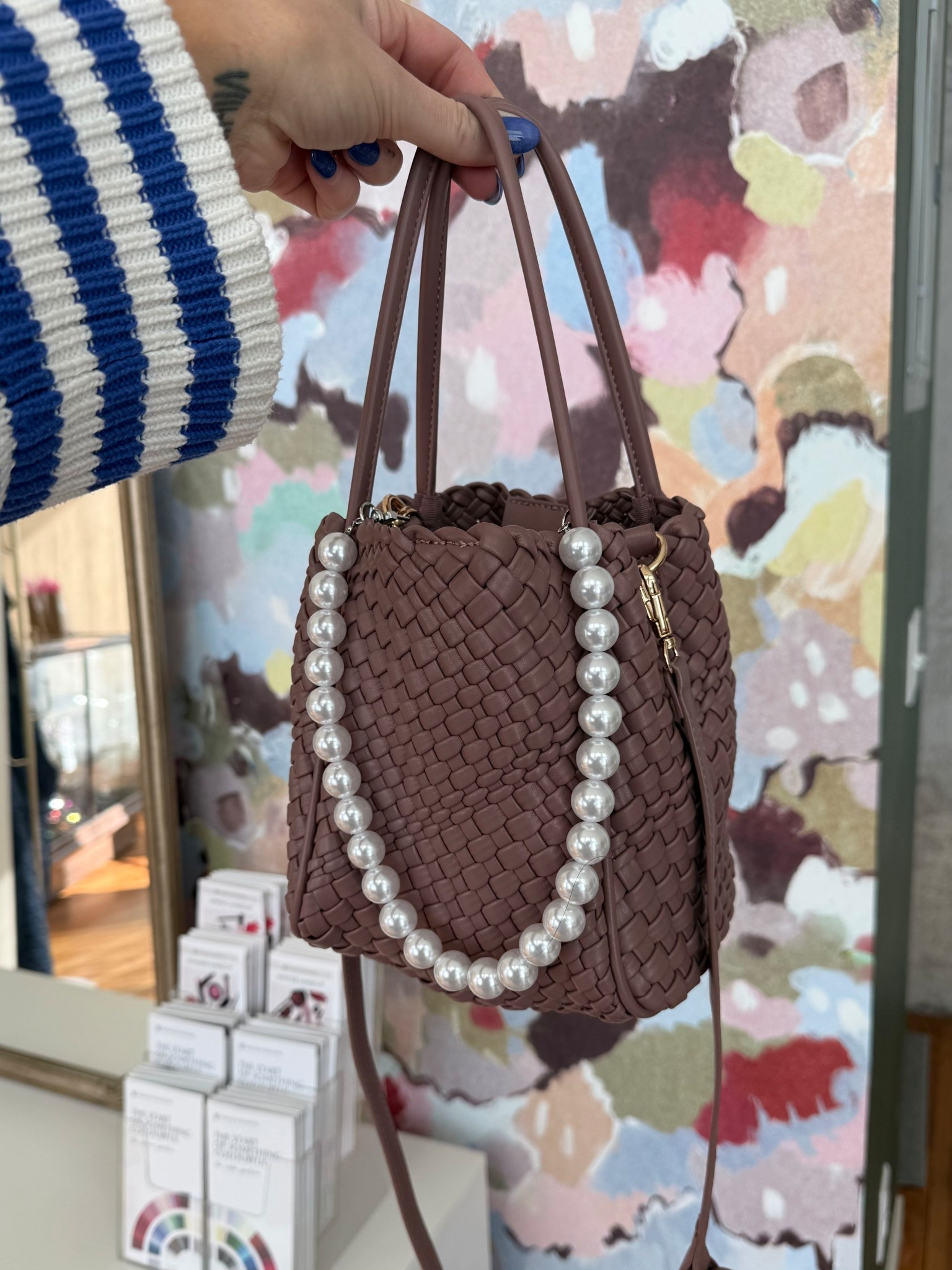 Anthro purse & pearl bag charm 
