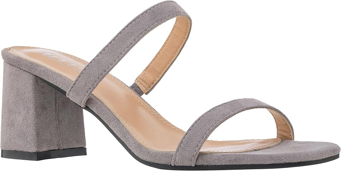ILLUDE Women’s Block Heel Double Band Square Toe Heeled Sandal Slip On Mule - Lisa | Amazon (US)