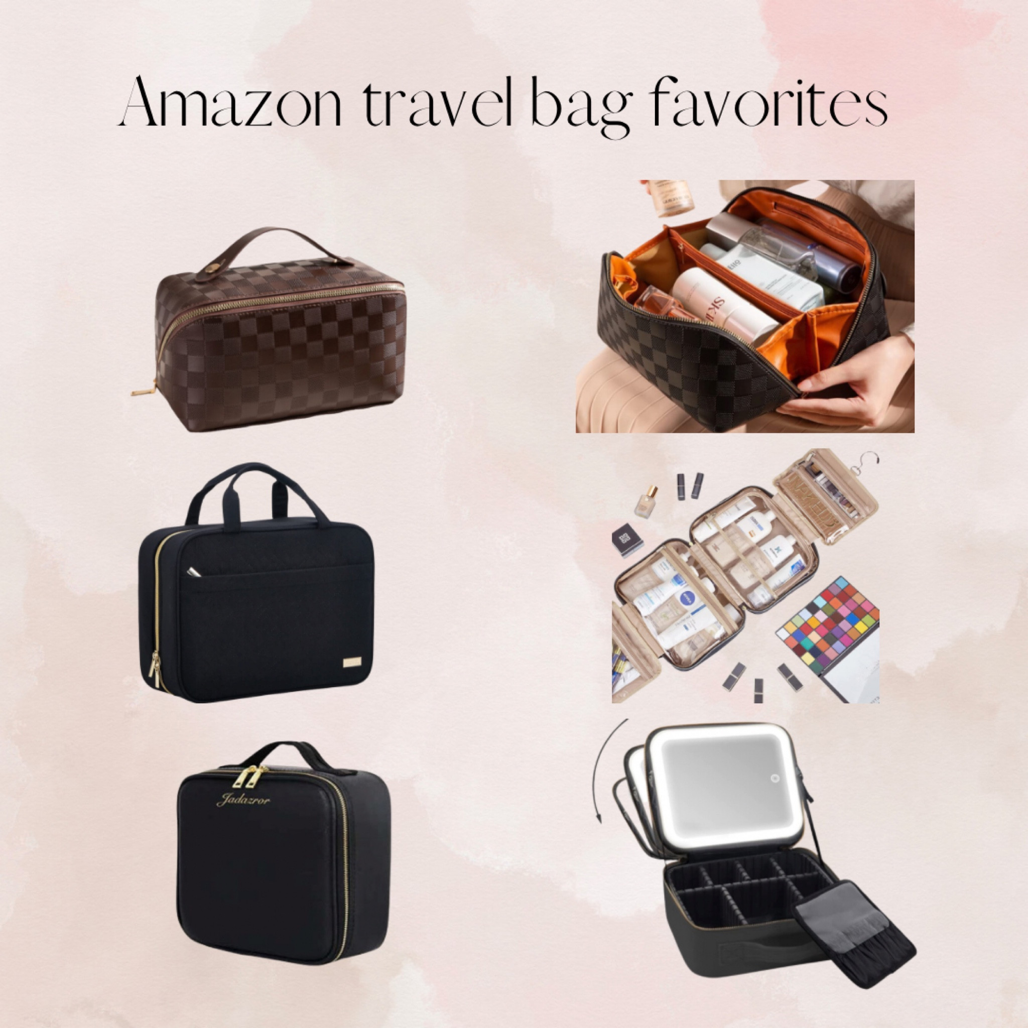 These are some travel toiletry bags I love on Amazon that I use. They are chic but also fit full size products for those long trips! 

#LTKtravel #LTKGiftGuide #LTKbeauty