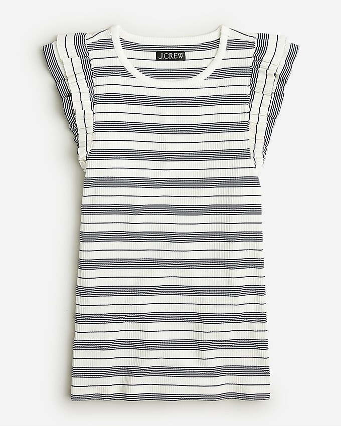 Vintage rib ruffle-sleeve shirt in stripe | J. Crew US