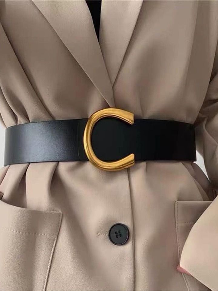 1pc Letter Design C shape Buckle Belt | SHEIN