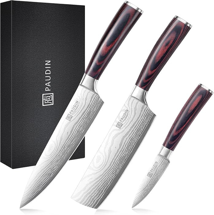 PAUDIN Kitchen Knife Set, 3 Piece High Carbon Stainless Steel Professional Chef Knife Set with Ul... | Amazon (US)