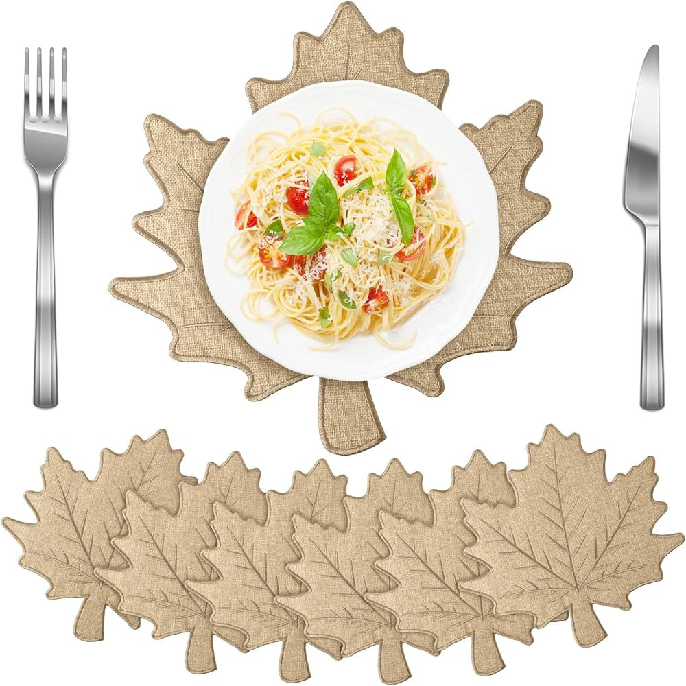 Set of 6 Fall Placemats Autumn Maple Leaf Place Mats Thanksgiving Placemats Decorations Natural C... | Amazon (US)