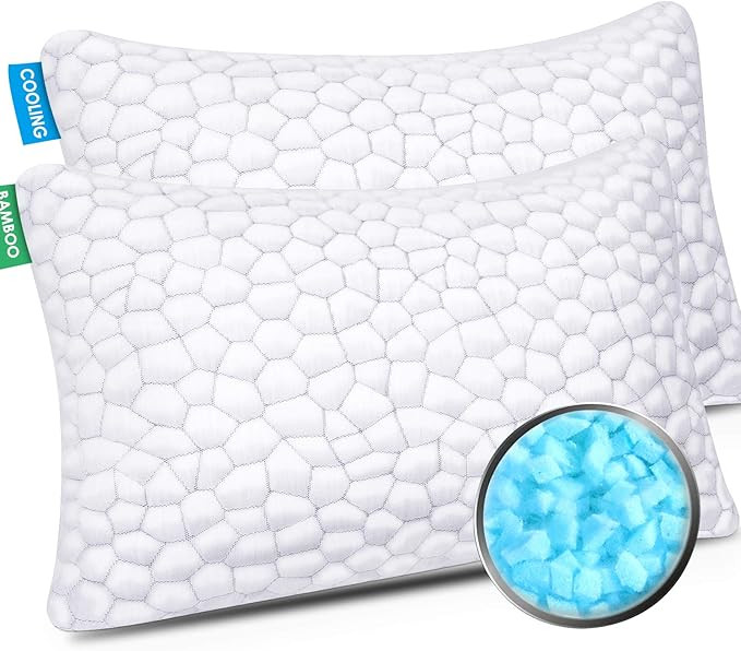 Amazon.com: Cooling Bed Pillows for Sleeping 2 Pack Shredded Memory Foam Pillows Adjustable Cool ... | Amazon (US)