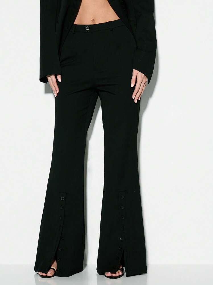 KIZN Tailored Split Hem Dress Pants With Decorative On Detail Professional Office Wear Suit Trous... | SHEIN